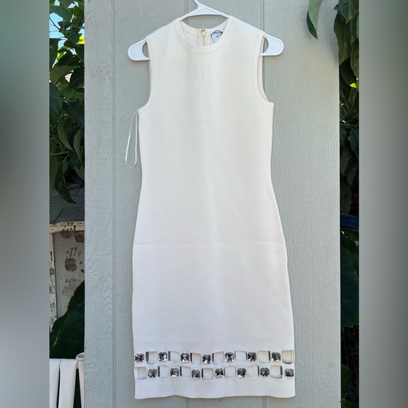 NWT St john dress & jacket suit set midi cream knit - Picture 3 of 10